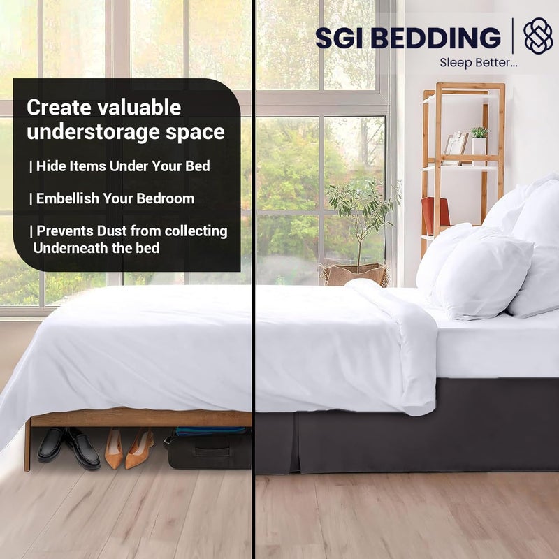 SGI Bedding 18 inch Drop Bed Skirt King Size - Platform Style with Secure Fit, Classic Tailored Look, Elegant Pleated Style Dust Ruffle, Split Corners, Wrinkle Resistant Microfiber - Dark Grey - Image 4